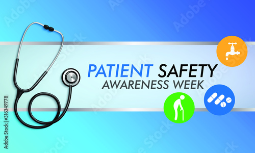 Vector illustration on the theme of Patient safety awareness week in March.