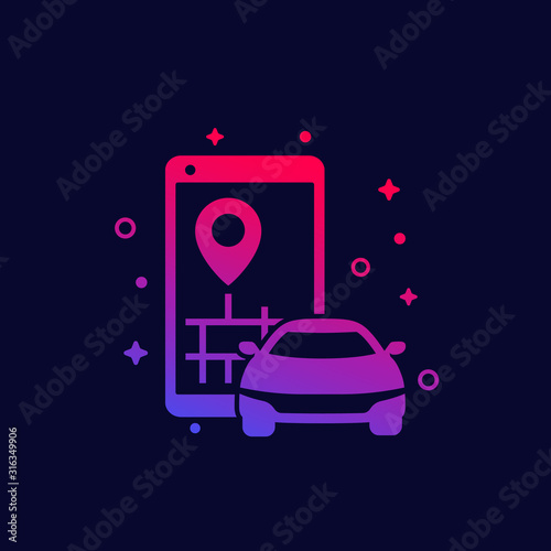 carsharing icon for web, smart phone and car