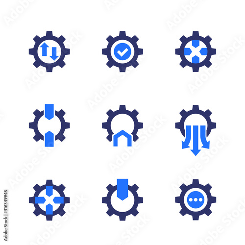 Integration icons with gears, vector