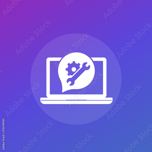 Support service icon with laptop computer