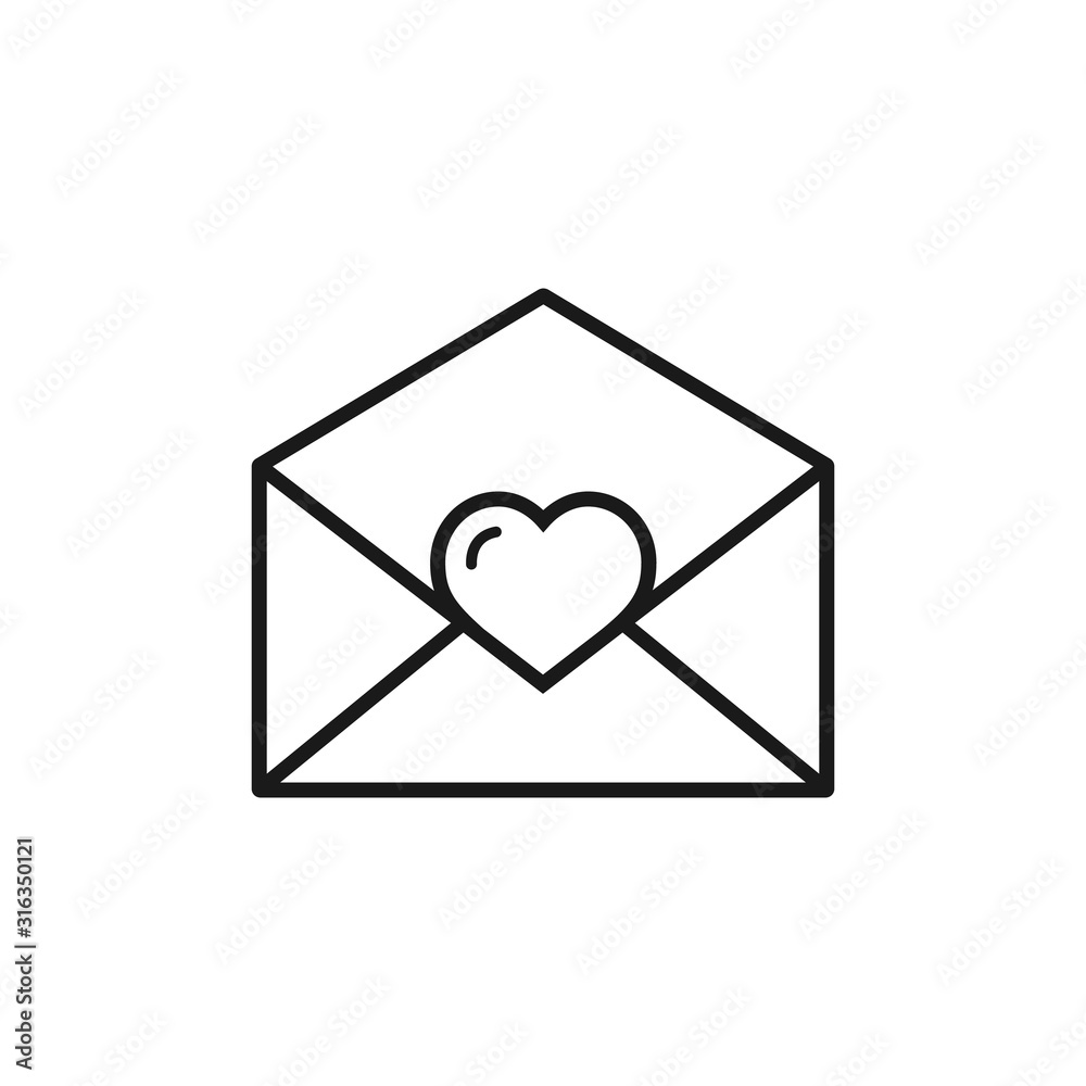 Heart Love Mail Letter Vector Line vector Icon. Heart Love Mail Letter Vector Line vector Icon.