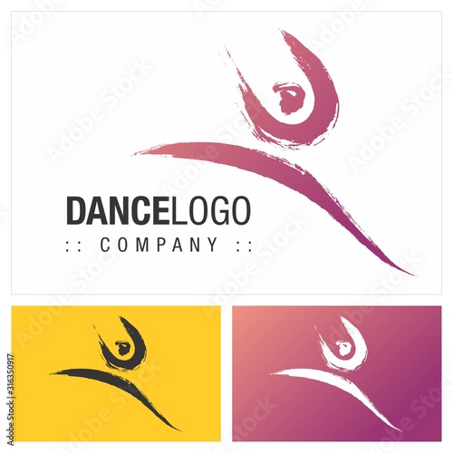 Dance (Music, Ballet, Sport, Fitness) Vector Symbol Company Logo (Logotype). People, Person, Body, Movement Icon Illustration. Elegant Modern Identity Concept Design Idea Brand Template.