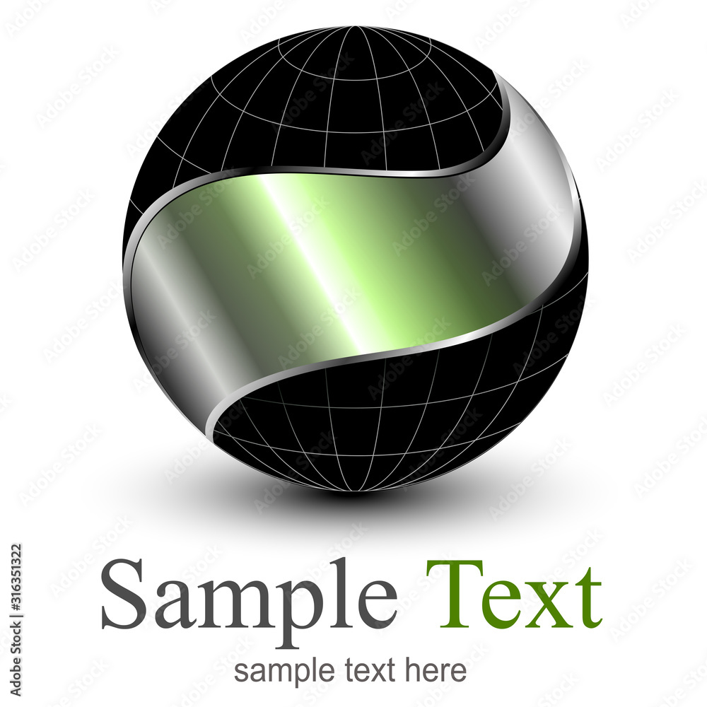 Logo 3D globe sphere, vector design. Logo 3D globe sphere, vector design.
