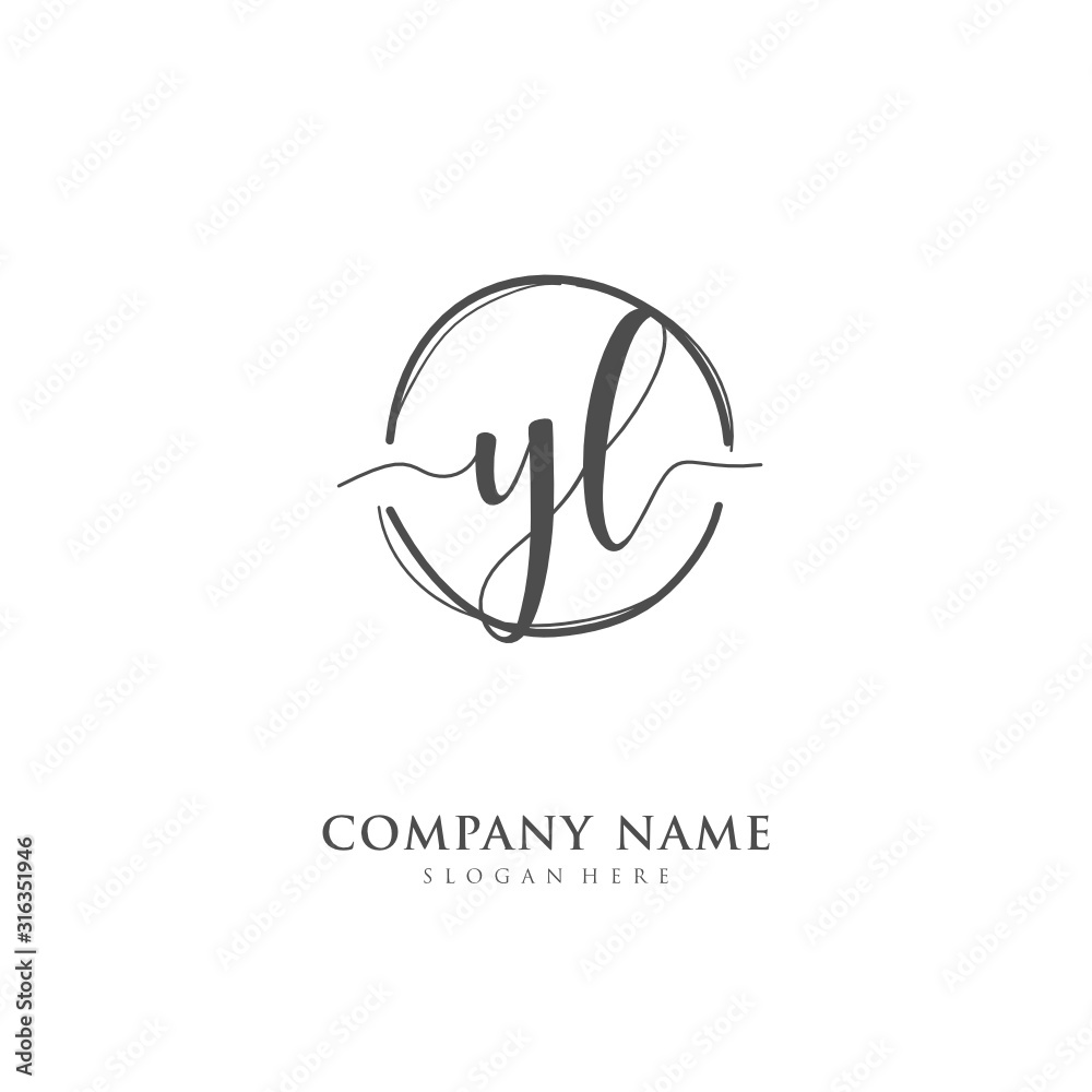Handwritten initial letter Y L YL for identity and logo. Vector logo template with handwriting and signature style. Handwritten initial letter Y L YL for identity and logo. Vector logo template with handwriting and signature style.