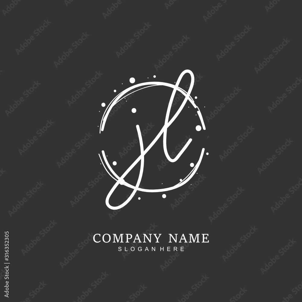 Handwritten initial letter J L JL for identity and logo. Vector logo template with handwriting and signature style. Handwritten initial letter J L JL for identity and logo. Vector logo template with handwriting and signature style.