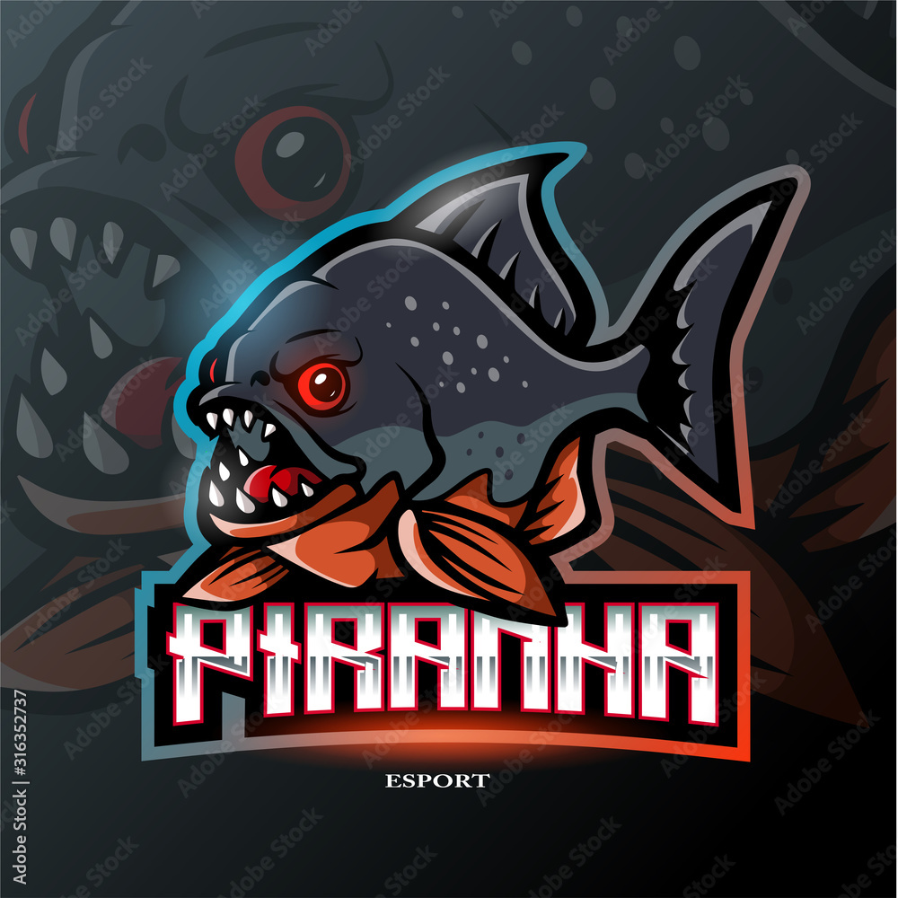 Piranha mascot logo for electronic sport gaming logo