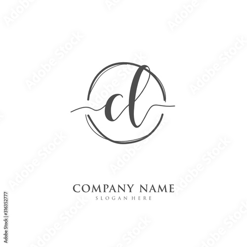 Handwritten initial letter C L CL for identity and logo. Vector logo template with handwriting and signature style.