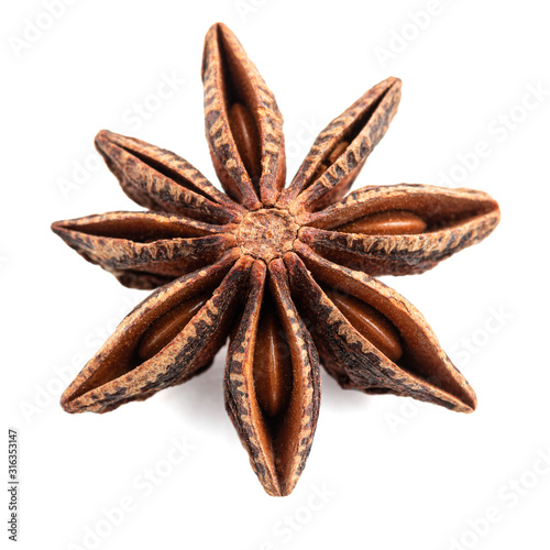 Star anise spice isolated on white background