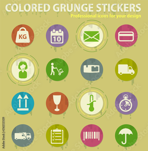 delivery service colored grunge icons