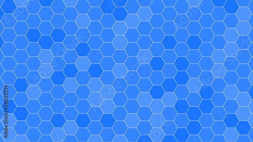 Honeycomb or Honey Grid tiled background of of light blue. Hexagonal cell texture. 