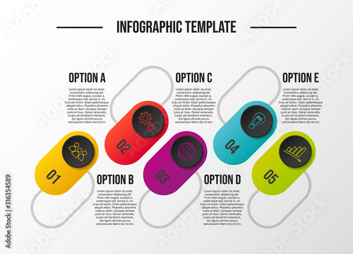 Colorful infographic with business icons. Vector