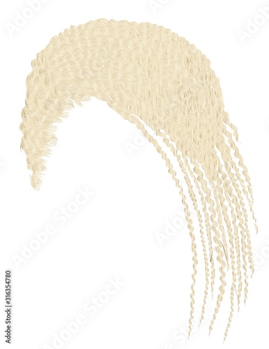 trendy african hair blond cornrows. realistic 3d.  fashion beauty style.