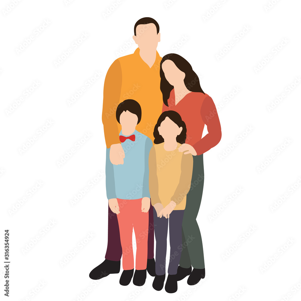 vector, isolated, parents and children in a flat style vector, isolated, parents and children in a flat style