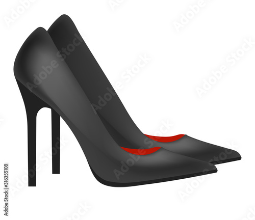 High heeled shoe stiletto pumps in black with pointed toes