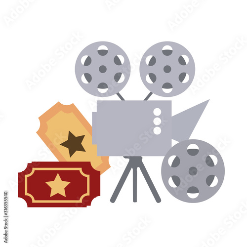cinema projector and ticket isolated icon