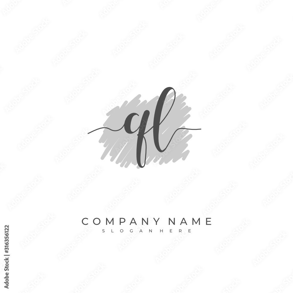 Handwritten initial letter Q L QL for identity and logo. Vector logo template with handwriting and signature style.