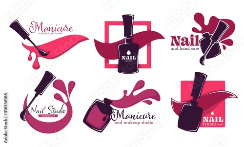 Manicure studio or nail salon service isolated icon