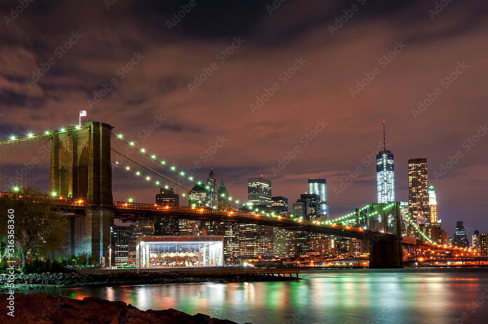 Brooklyn Bridge at Night New York City