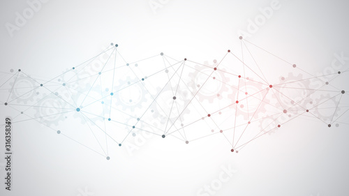 Abstract plexus background with connecting dots and lines. Global network connection, digital technology and communication concept.