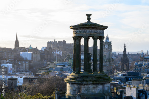 View from top of Calton hill to old part of Edinburgh, capital of Scotland
