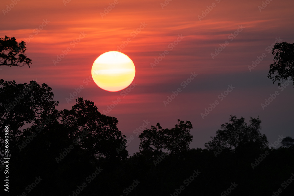 Dramatic sunset over the Brazilian Amazon 