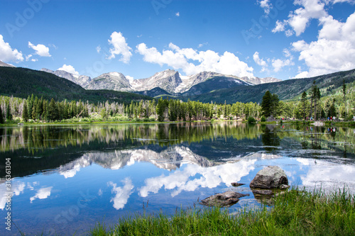 rocky mountain reflection sprague lake in summer © Simon