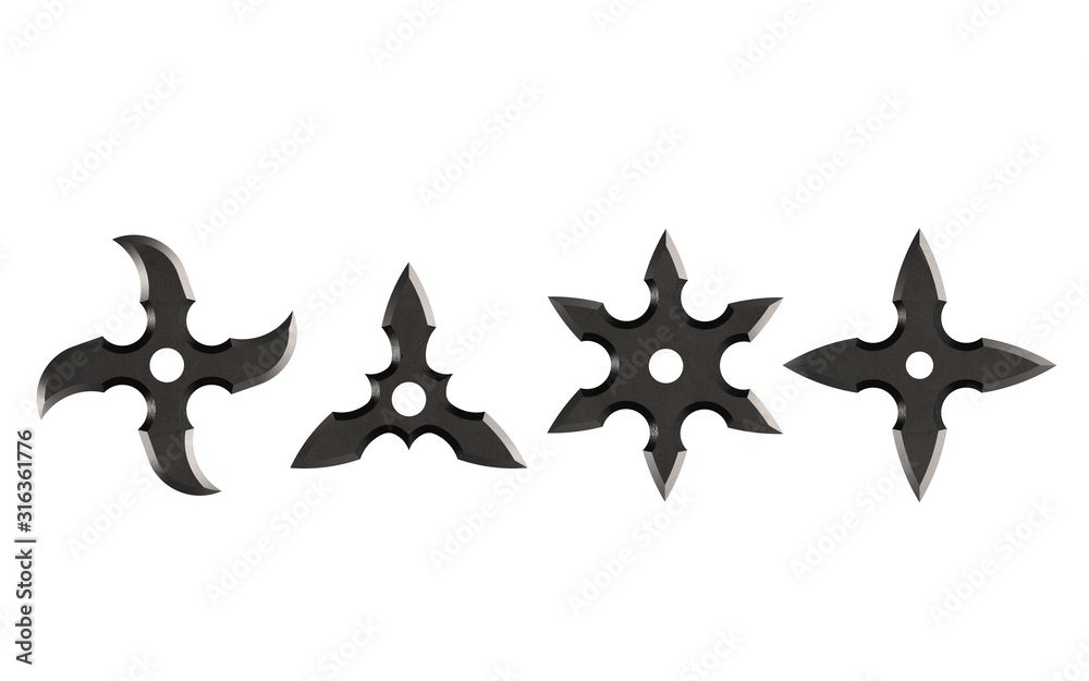 3d illustration of ninja shuriken isolated on white 3d illustration of ninja shuriken isolated on white