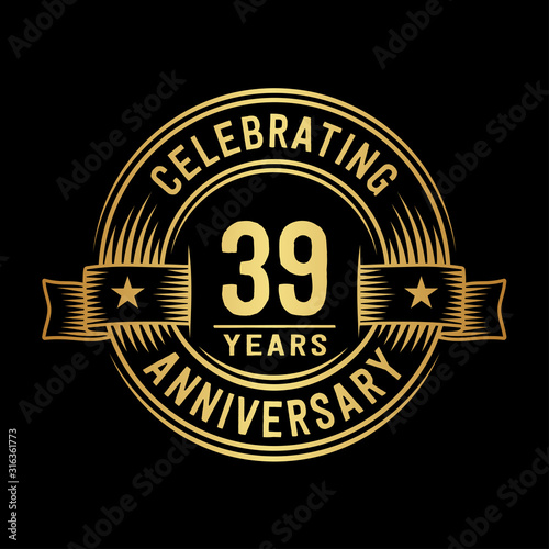 39 years anniversary celebration logotype. Vector and illustration.