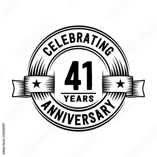 41 years anniversary celebration logotype. Vector and illustration.