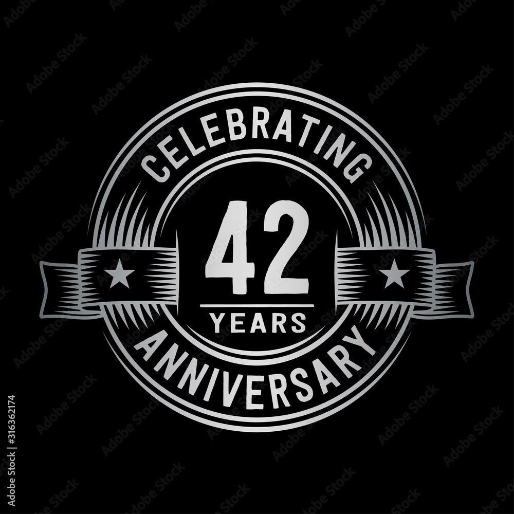 42 years anniversary celebration logotype. Vector and illustration.
