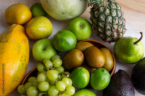 Pineapple  apple  pear  grapes  melon  honeymelon and Avocado