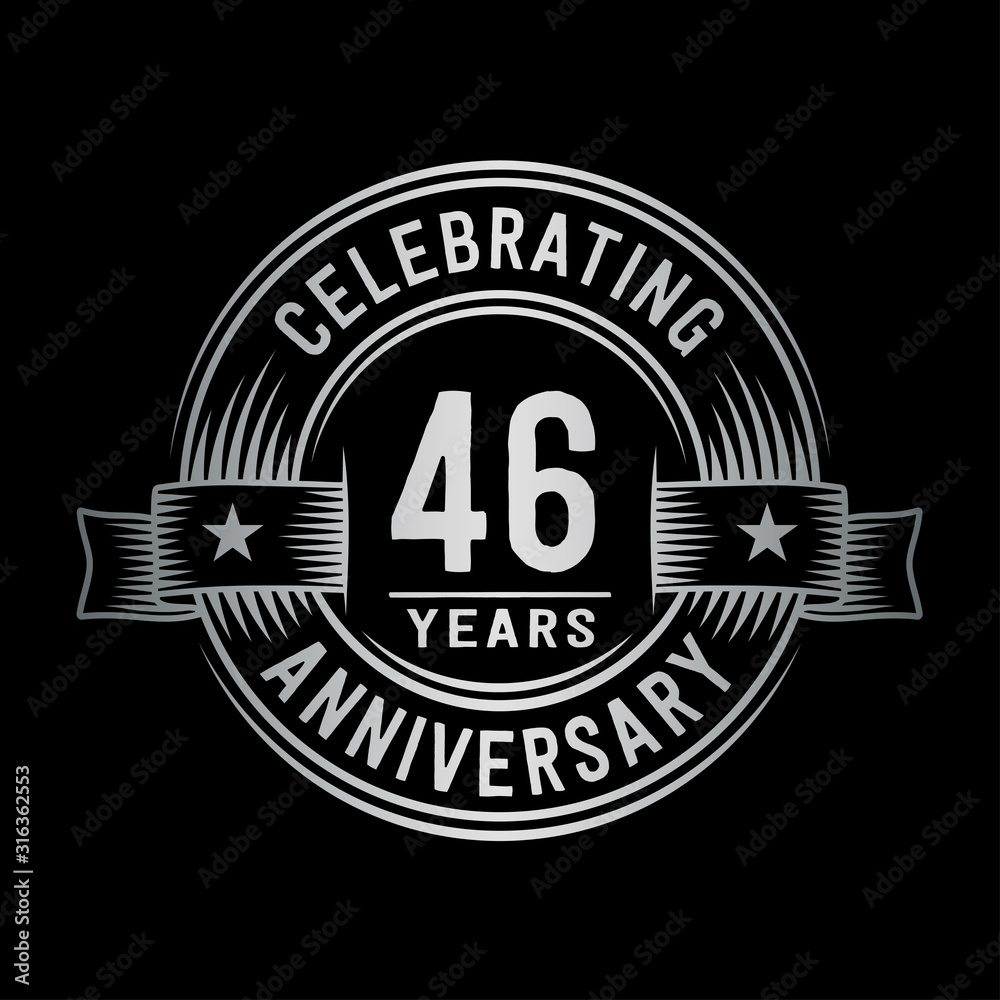 46 years anniversary celebration logotype. Vector and illustration.