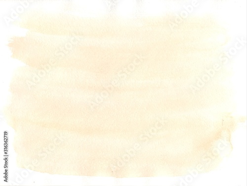 Abstract biege watercolor texture on white  background. Old paper with copy space for your text or image. Hand drawn design illustration. photo