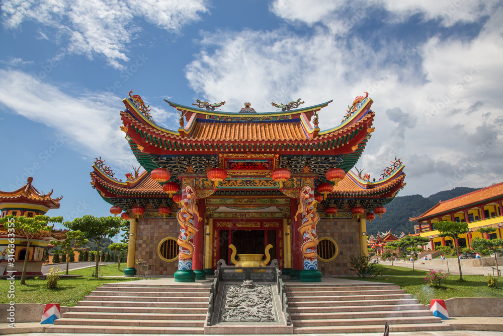 Beautiful architecture building of Chinese temple of Sabah, Malaysia
