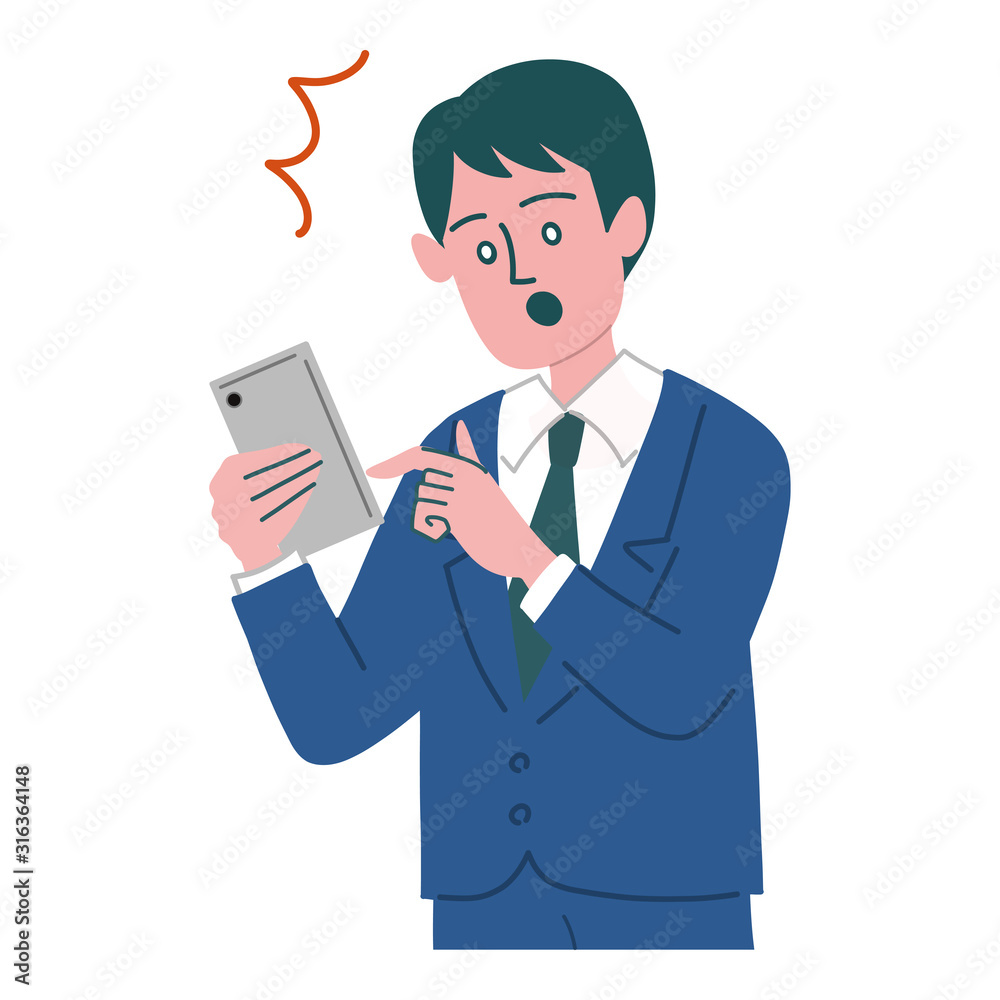 スーツ 男性 スマートフォン 携帯電話 びっくり スーツ 男性 スマートフォン 携帯電話 びっくり