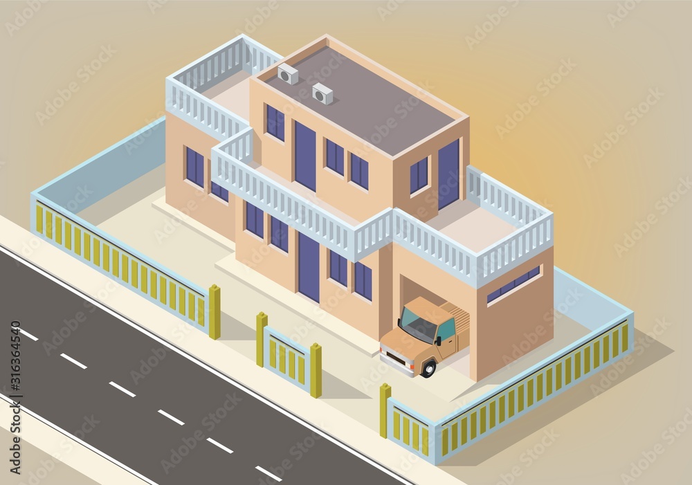 vector isometric modern house vector isometric modern house