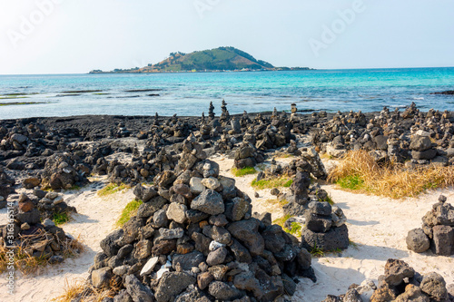 Landscape of Hyeopjae Beach in Jeju island, South Korea photo