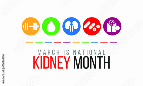 Vector illustration on the theme of National Kidney Month of March.