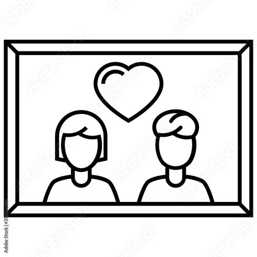 Photo Booth Service concept, Valentine Day Couple Photo Frame Cocnept, Hangging Wall Picture Vector, Love and Romance Theme Decoration Portrait on White background