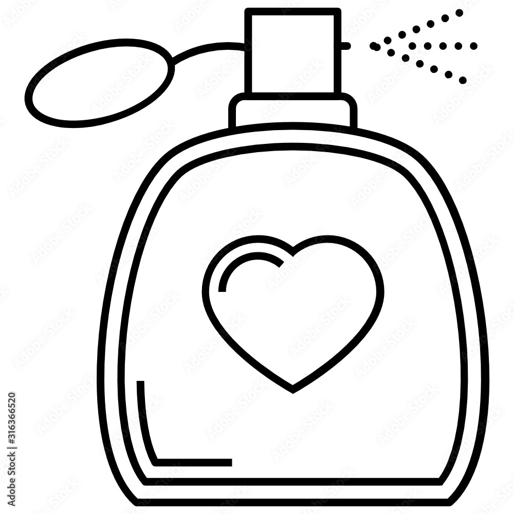 Love Heart Sign Fragrance Bottle Vector Icon Design, Gift Ideas for Valentine Day on White Background Love Heart Sign Fragrance Bottle Vector Icon Design, Gift Ideas for Valentine Day on White Background