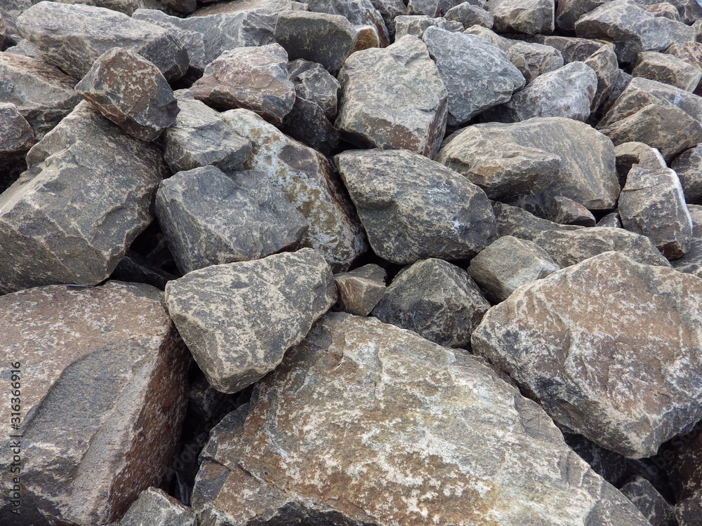close up stone rock  for coastal protection.different size