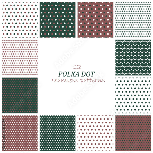 Set of polka dots seamless patterns.