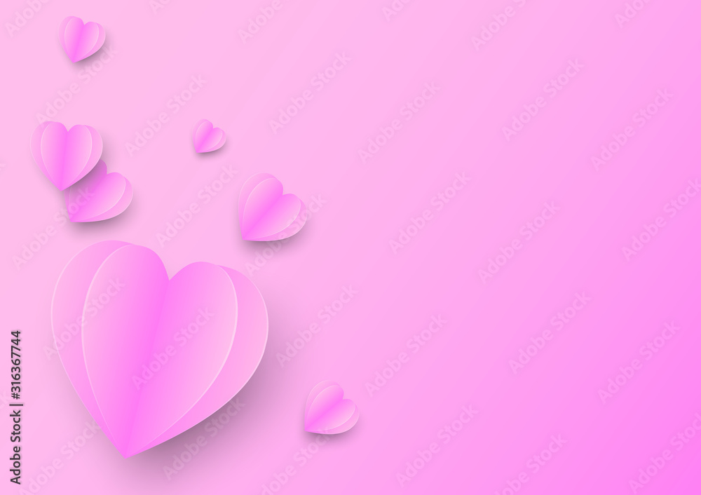 Paper heart shaped valentines day greeting card