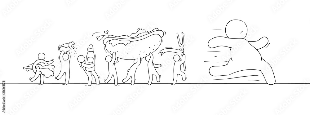 Cartoon little people pursuit fat man Cartoon little people pursuit fat man