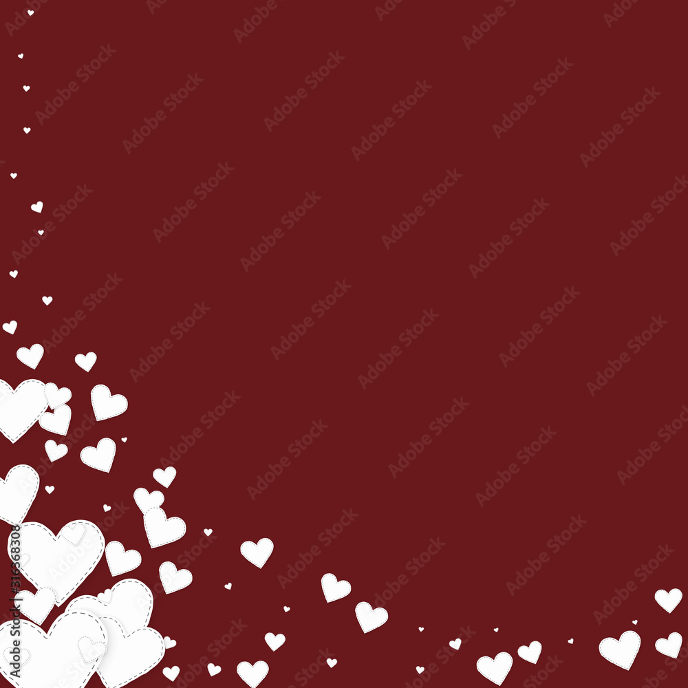 White heart love confettis. Valentine's day corner White heart love confettis. Valentine's day corner