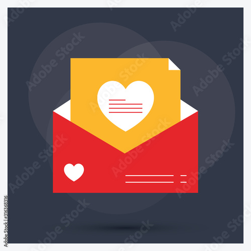  Open envelope with hearts line icon