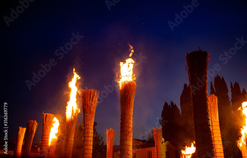 Fara Filiorum Petri, Chieti, Abruzzo, Italy, Europe - January 16 2020: The folklore festival of Farchie in Fara Filiorum Petri in Saint Anthony of Abate day. Fire ritual of pagan origins. photo