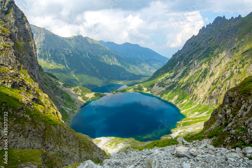 Fototapeta Naklejka Na Ścianę i Meble -  view on beautiful lake - Morskie Oko, Sea Eye in Tatra mountains, Poland