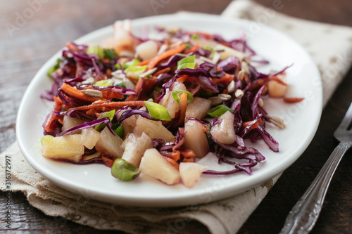 Winter Red Cabbage, Carrot and Pineapple Slaw