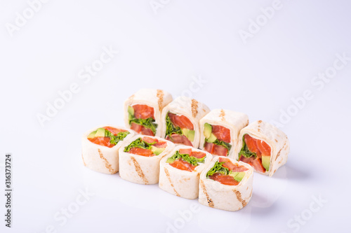  pita roll cut as a roll on a white background 3